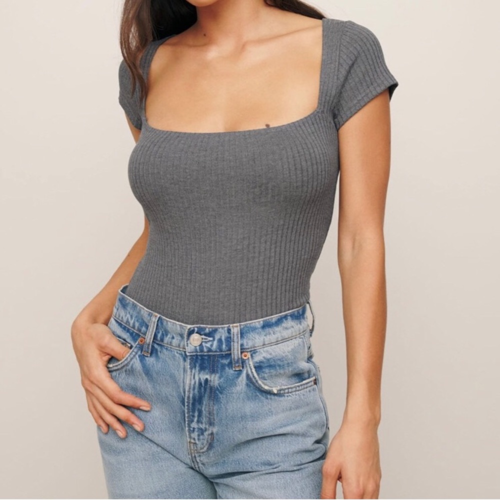 Reformation gray Ribbed Top